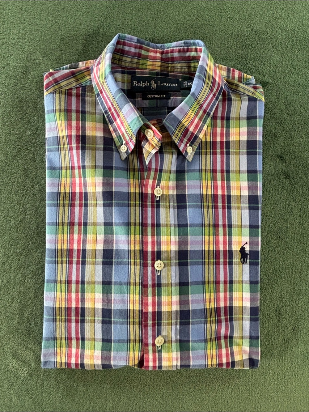 Ralph Lauren Multicolor Plaid Cotton Button-Down Shirt, Size: M (6543)
